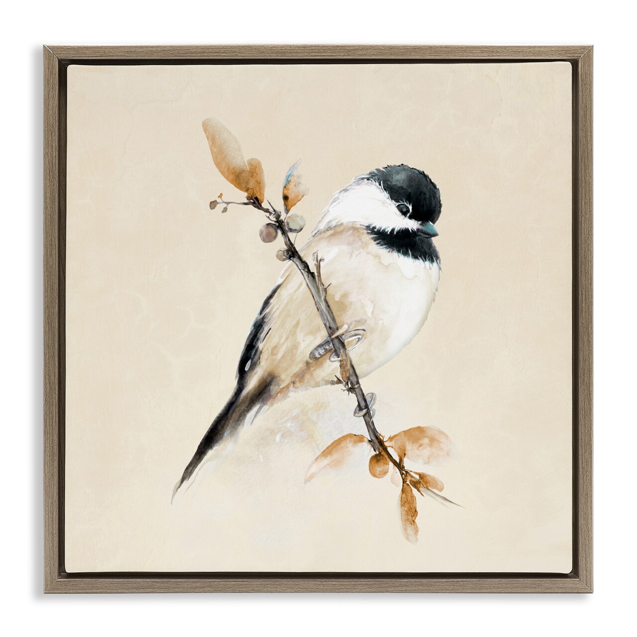 Stupell Industries Muted Watercolor Chickadee Floating Frame, design by Diannart